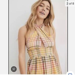 Aerie Spring Plaid Halter Dress